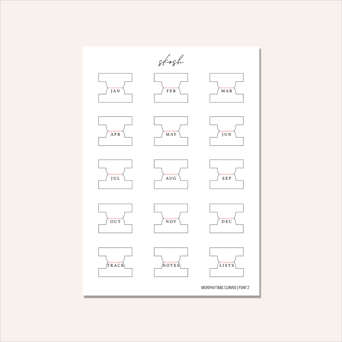 Monthly Tabs | Minimal or Half Circle | Permanent