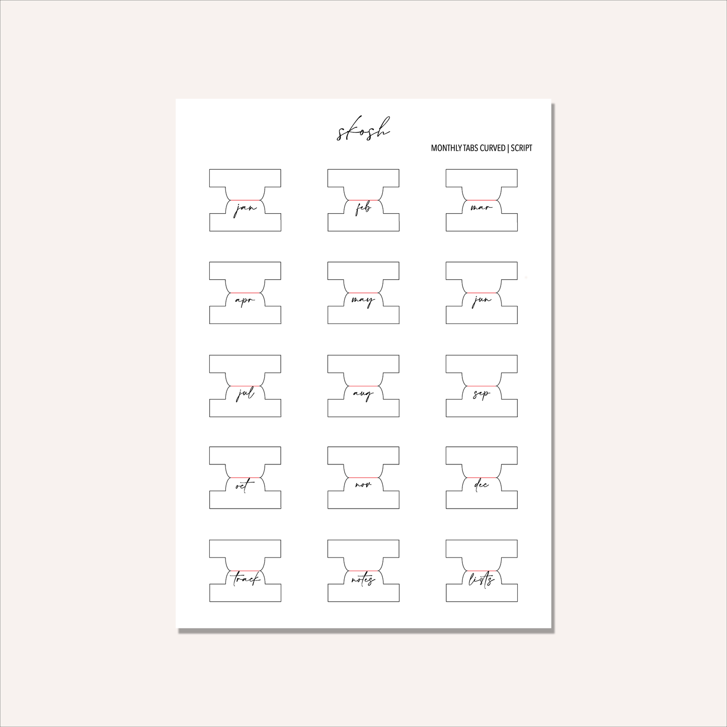 Monthly Tabs | Minimal or Half Circle | Permanent