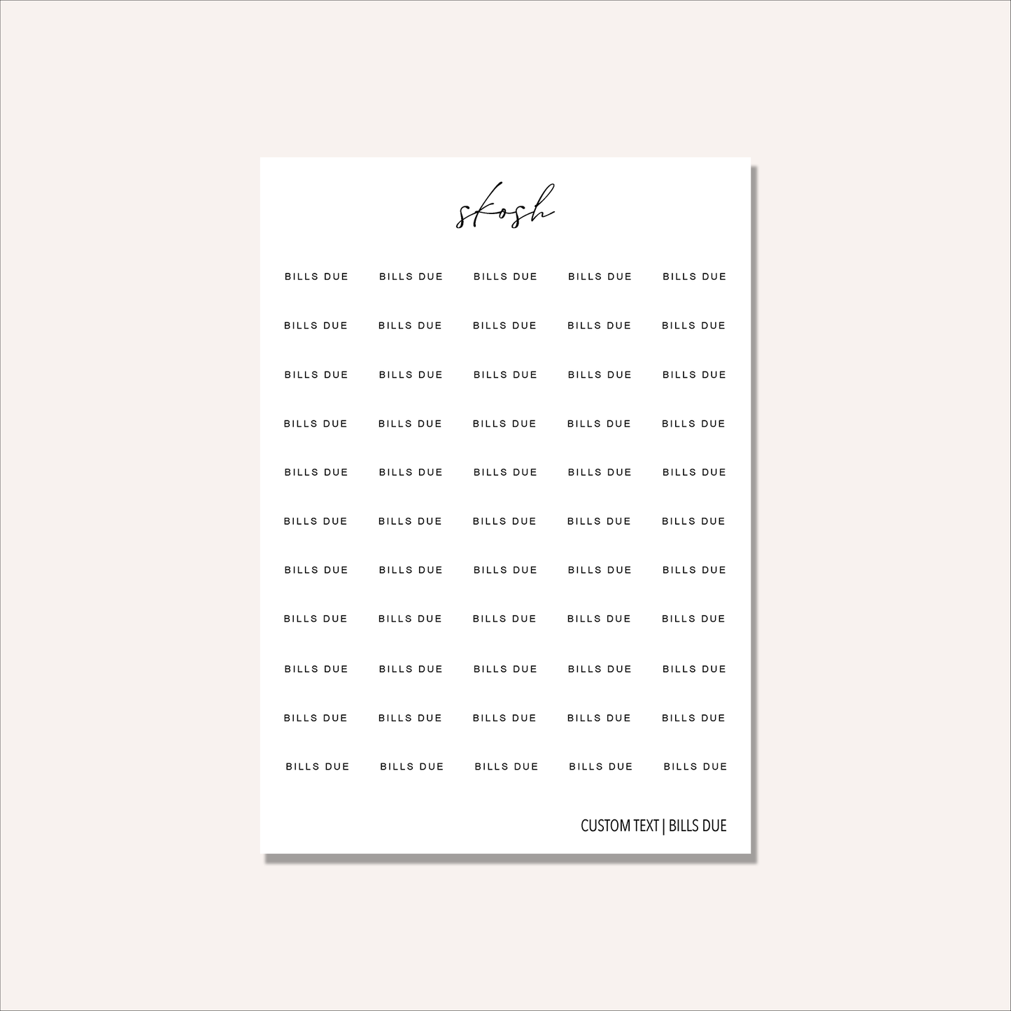 Custom Text | Washi Sticker | Customized to Your Planner