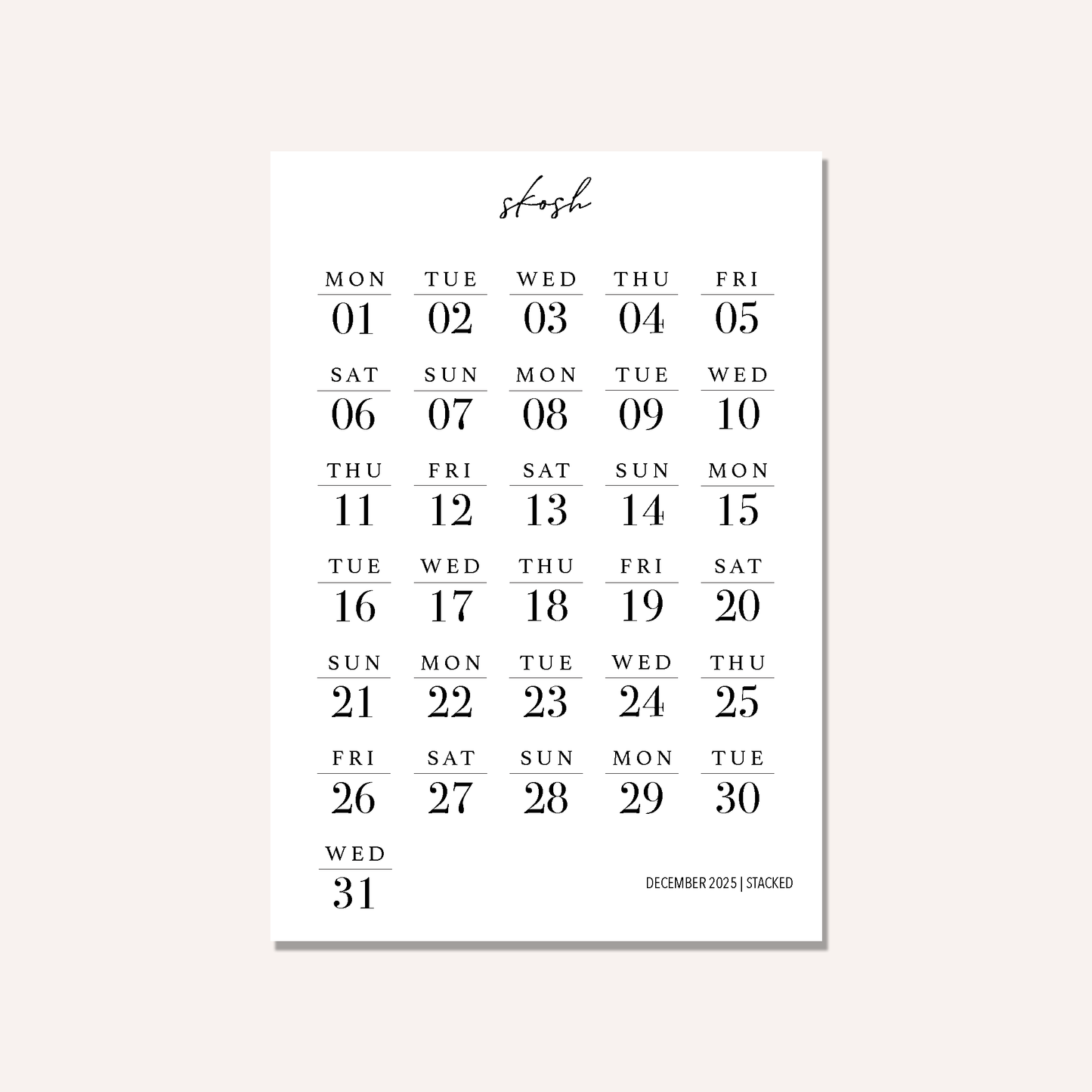 Stacked Dates
