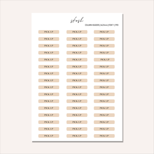 Custom  Column or Goal Headers | Washi Sticker | Customized to Your Planner