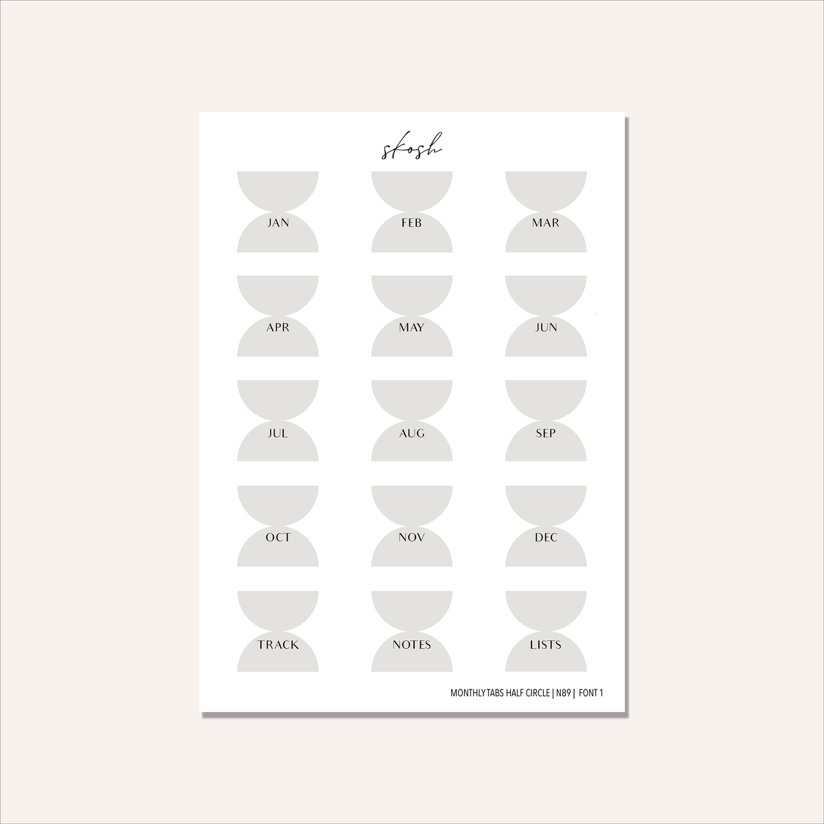 Monthly Tabs | Minimal or Half Circle | Permanent