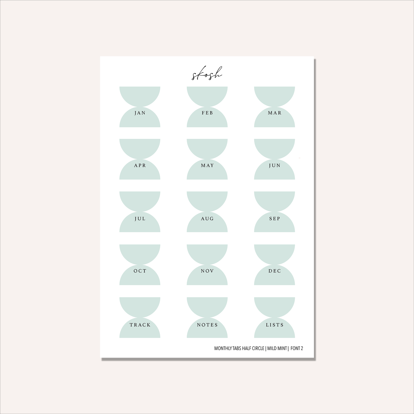 Monthly Tabs | Minimal or Half Circle | Permanent