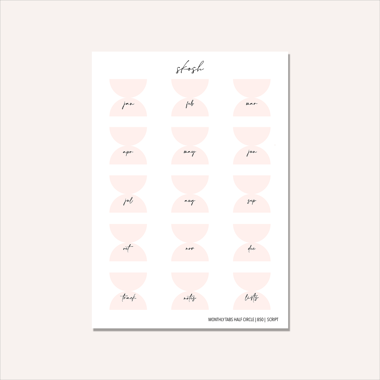 Monthly Tabs | Minimal or Half Circle | Permanent
