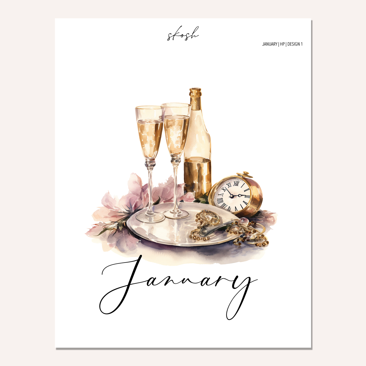 January Washi Sticker or Vellum Monthly Dashboard
