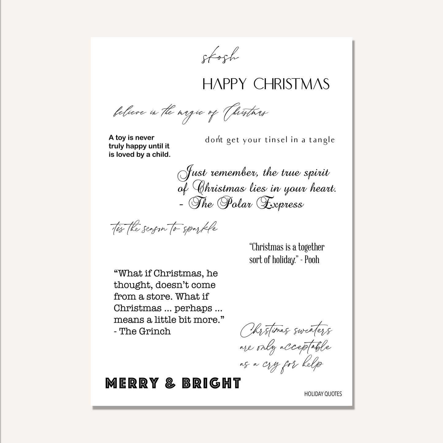 Christmas and Holiday Elements & Quote Stickers | Various Themes