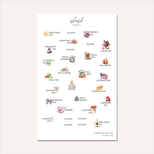 2027 Tiny Events & Holidays with Icons