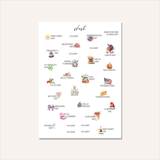 2027 Tiny Events & Holidays with Icons
