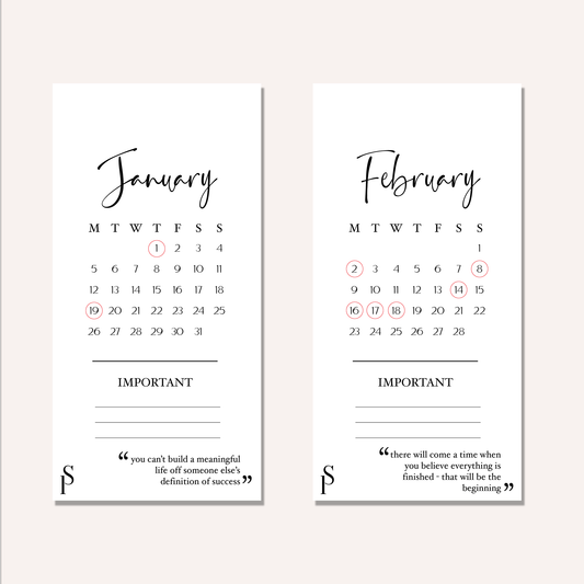 2026 Monthly Hang Tags