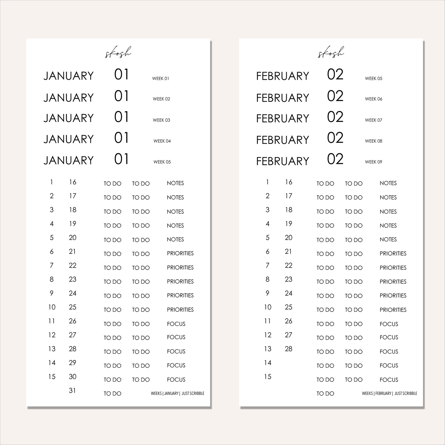 Just Scribble Weekly Focus | Complete Dating Bundle