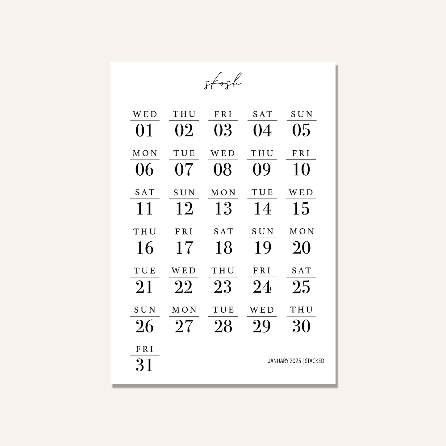 Stacked Dates