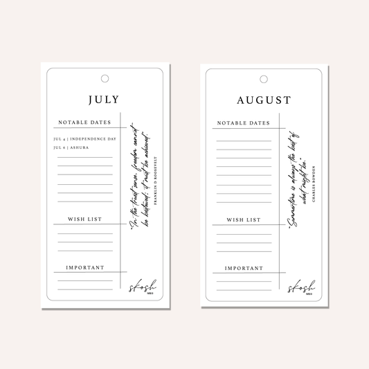 Monthly Hang Tag