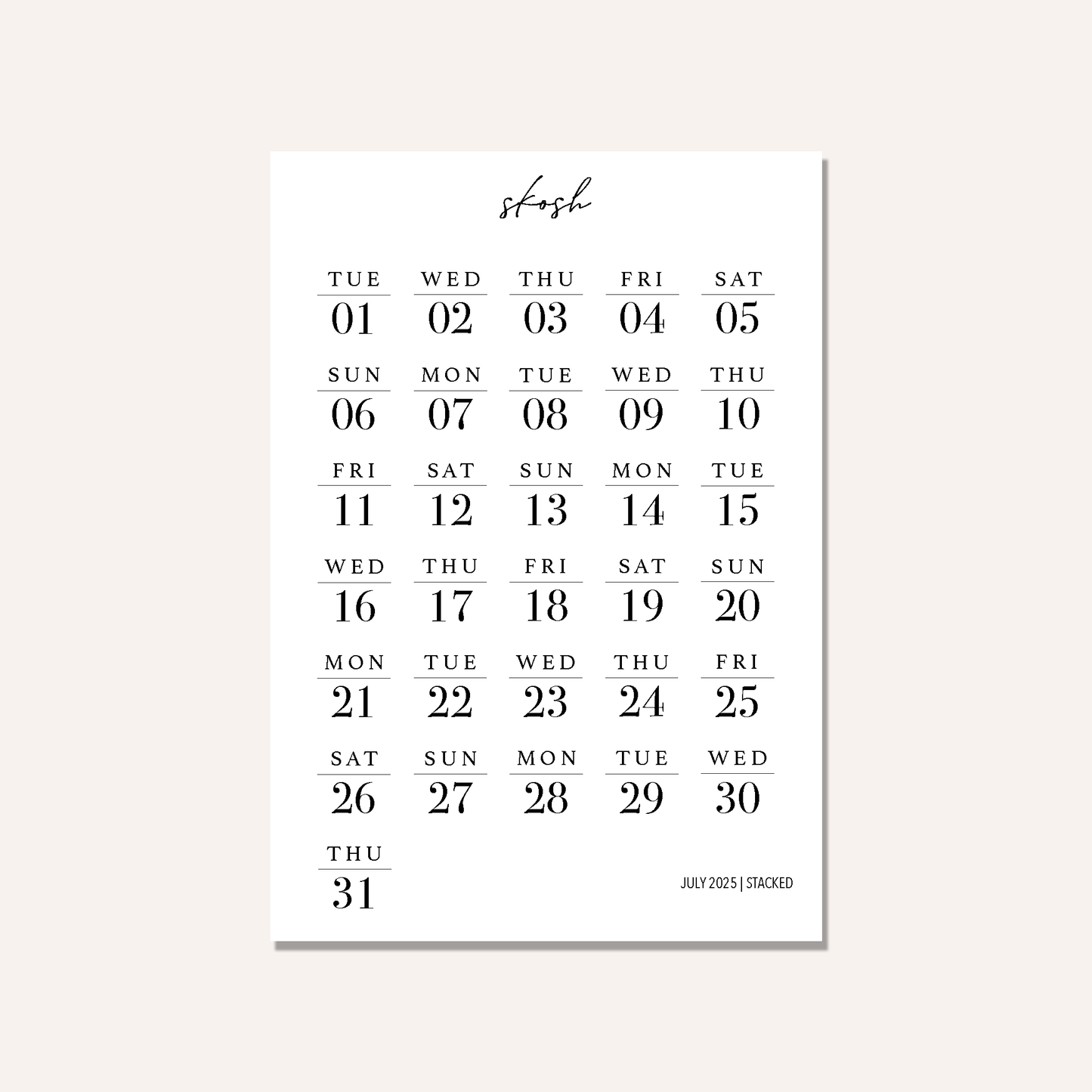 Stacked Dates