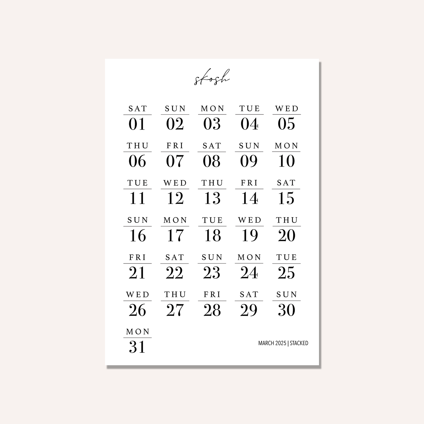 Stacked Dates