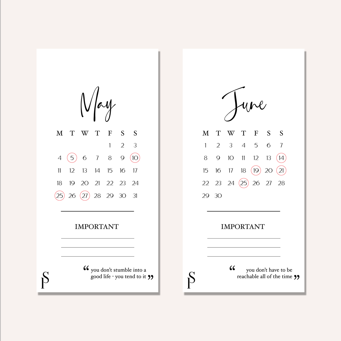 2026 Monthly Hang Tags