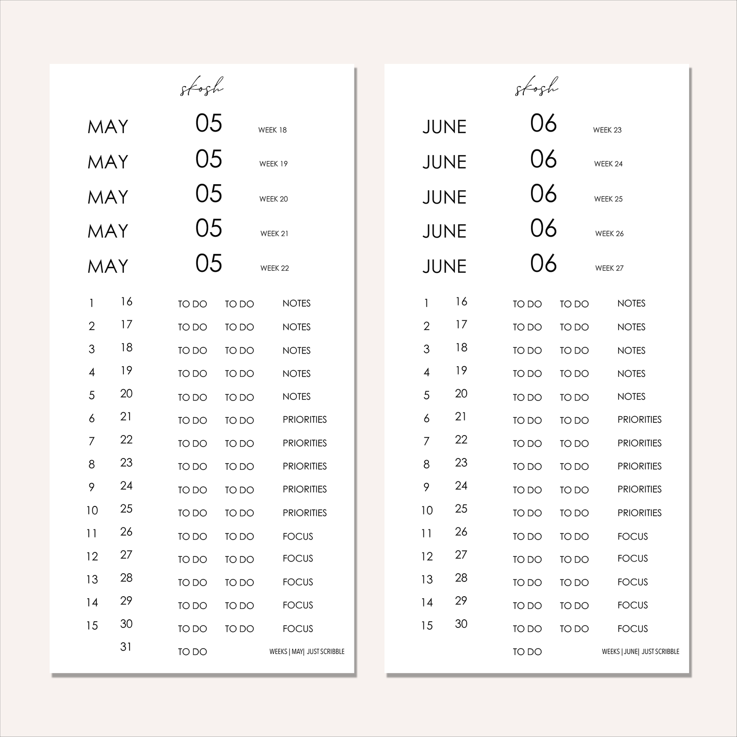 Just Scribble Weekly Focus | Complete Dating Bundle