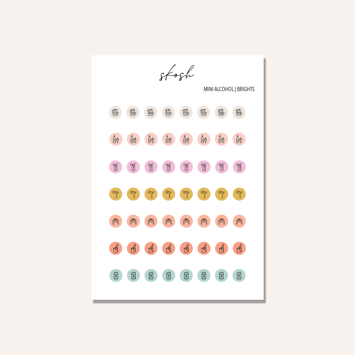 Adult Beverage Icon Stickers