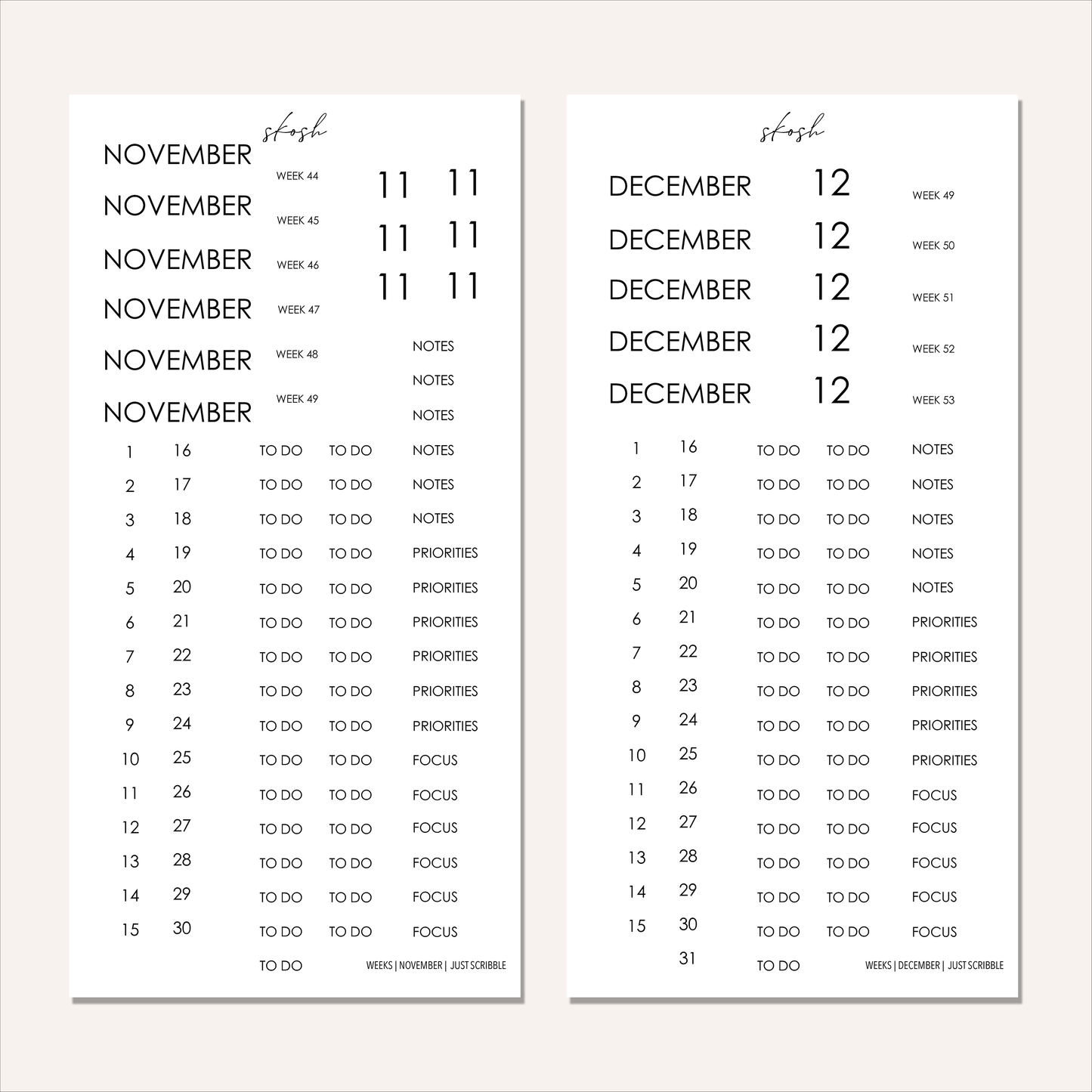 Just Scribble Weekly Focus | Complete Dating Bundle