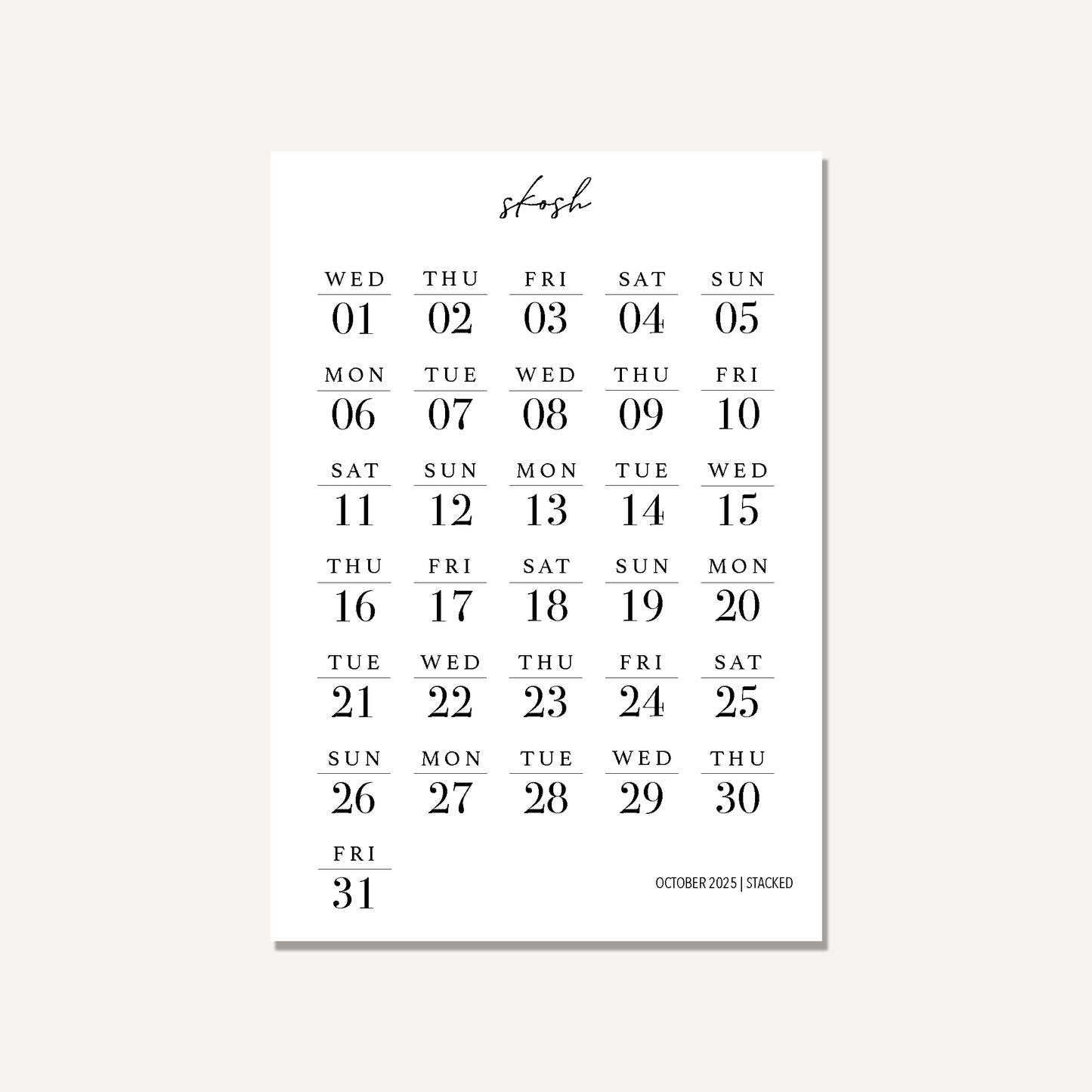 Stacked Dates
