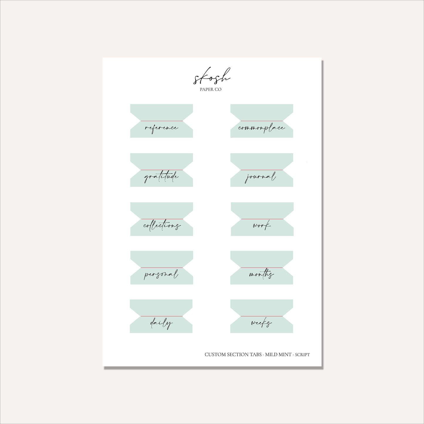 Custom Section Tabs | Adhesive | Minimalist | Low Profile | Permanent