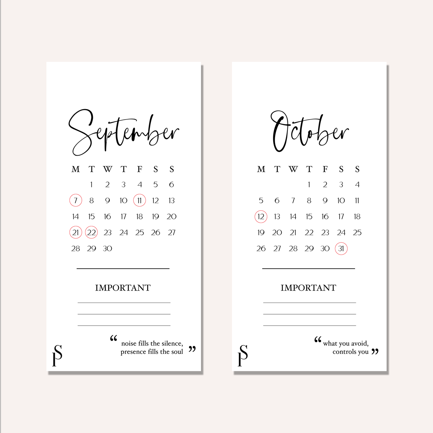 2026 Monthly Hang Tags