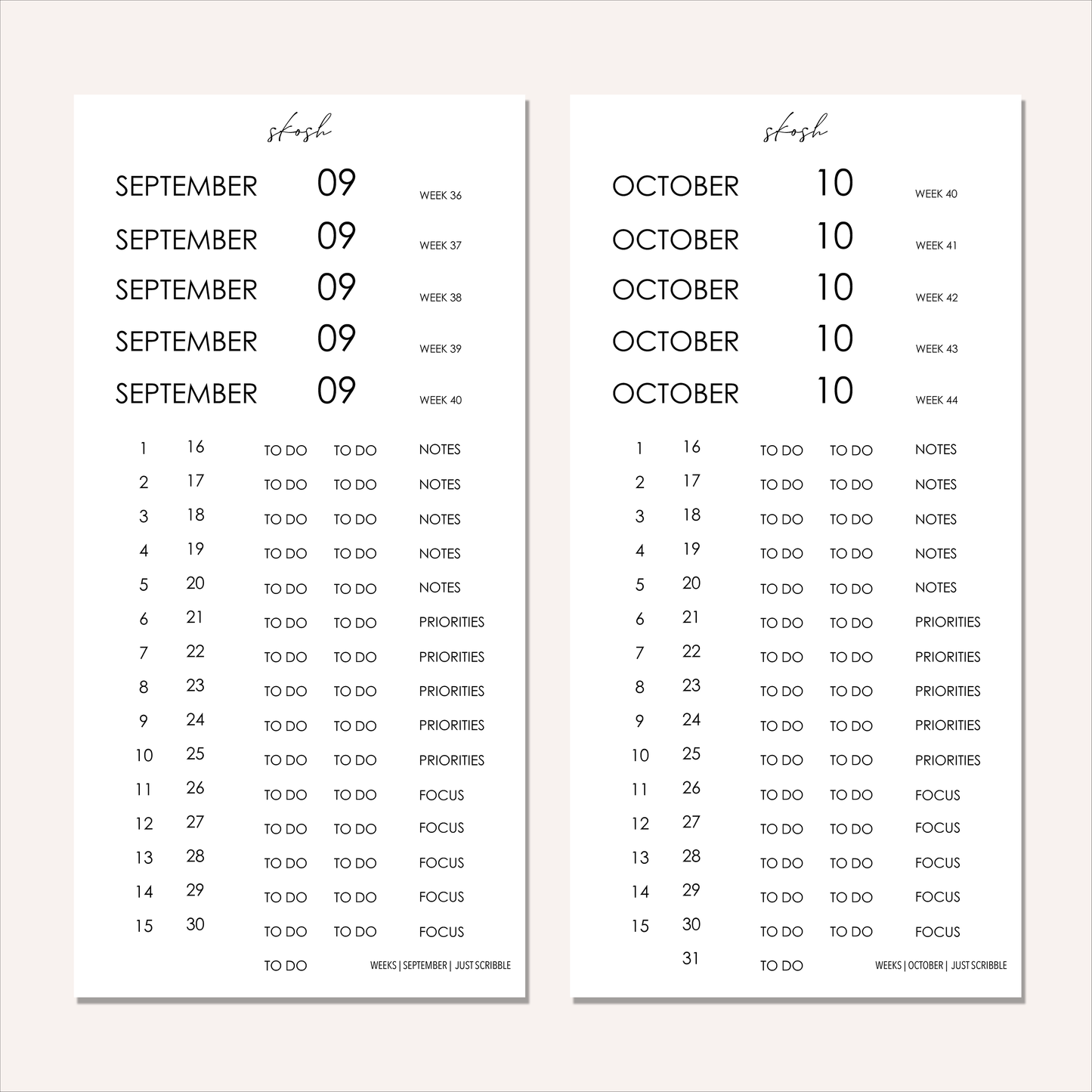 Just Scribble Weekly Focus | Complete Dating Bundle