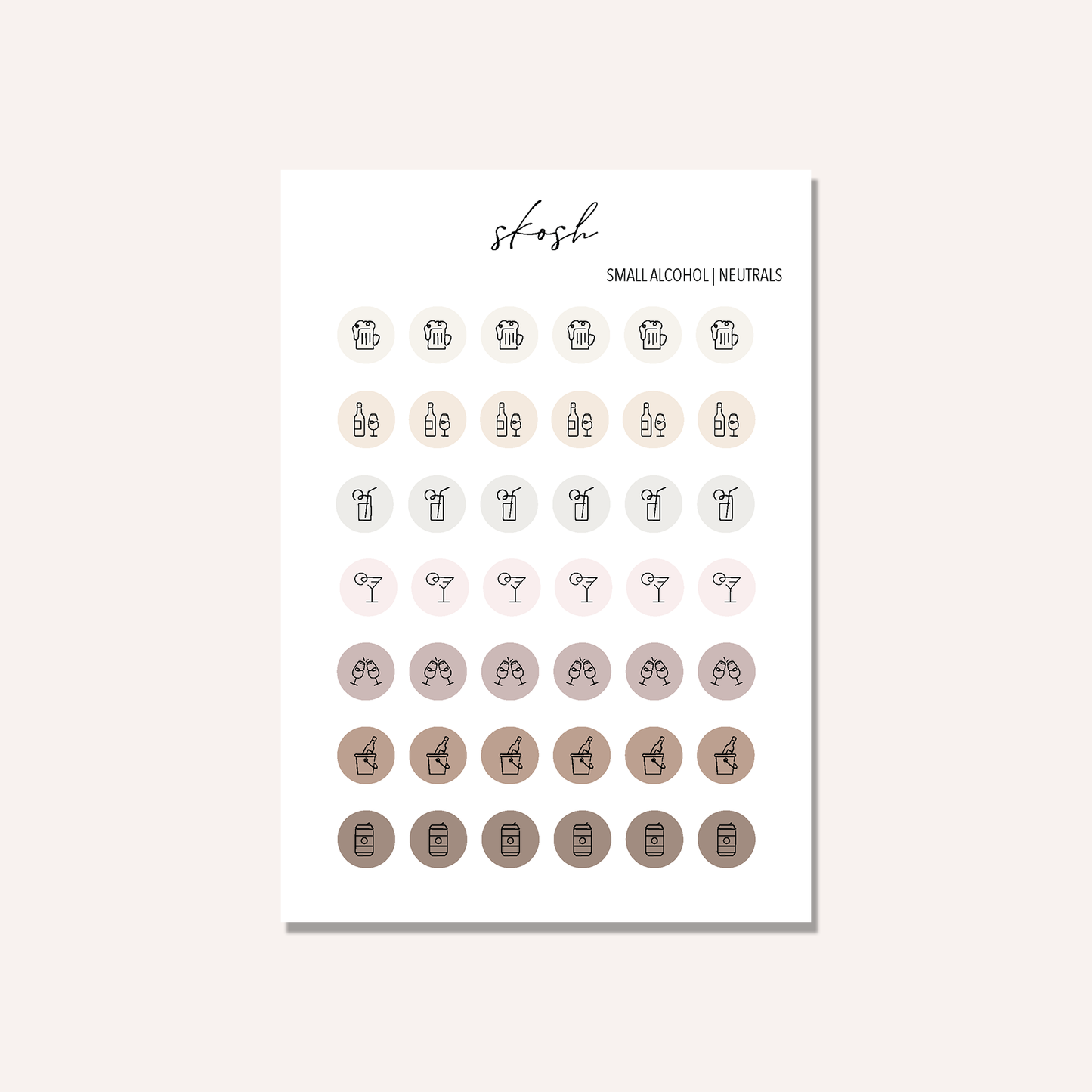 Adult Beverage Icon Stickers