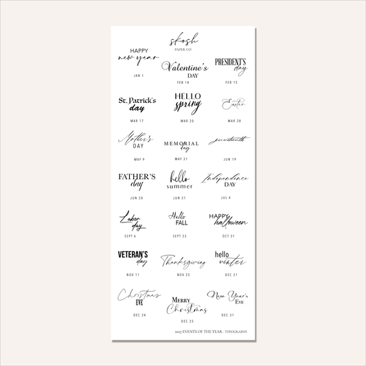2027 Holidays Typography Stickers