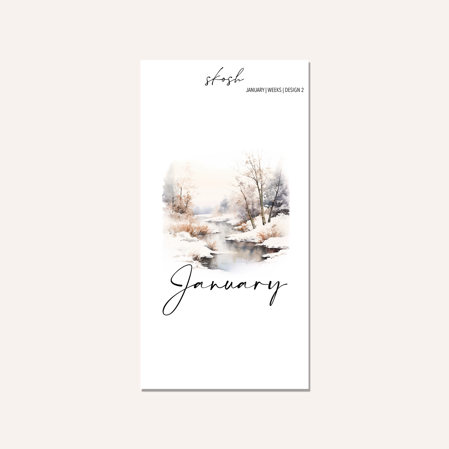 January Washi Sticker or Vellum Monthly Dashboard