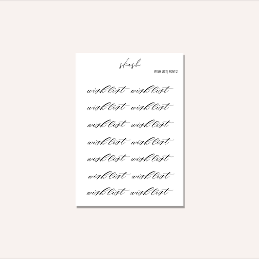 Wish List Text Stickers